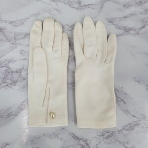 Vintage 50s Women's Off White Pearl-Button Dress Gloves